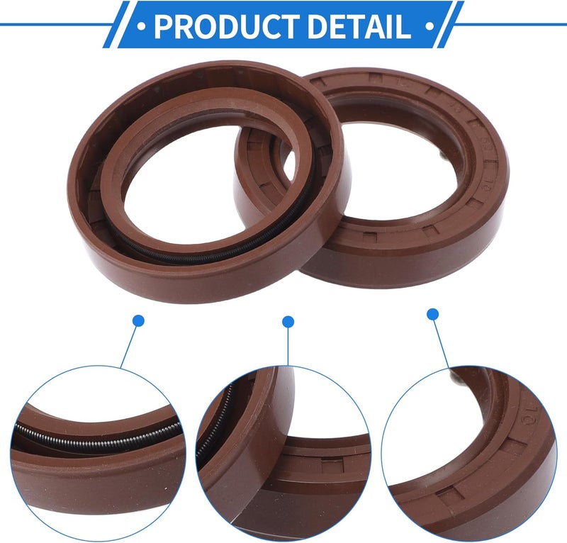 VekAuto Universal Oil Seal TC Double Lip W Steel Spring Seal Ring Rotary Shaft Seal 35x52x10mm High Pressure FKM Rubber Brown 2 Pcs - Image 5